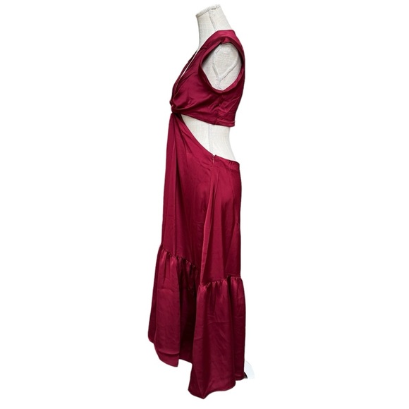 Jason Wu Womens‎ Red Satin Cutout Front Knot Maxi Dress Size M New! - Picture 2 of 13